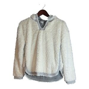 AKEMI + KIN ANTHROPOLOGIE Women White SHERPA Jersey Lined Stitch Hoodie Size XS